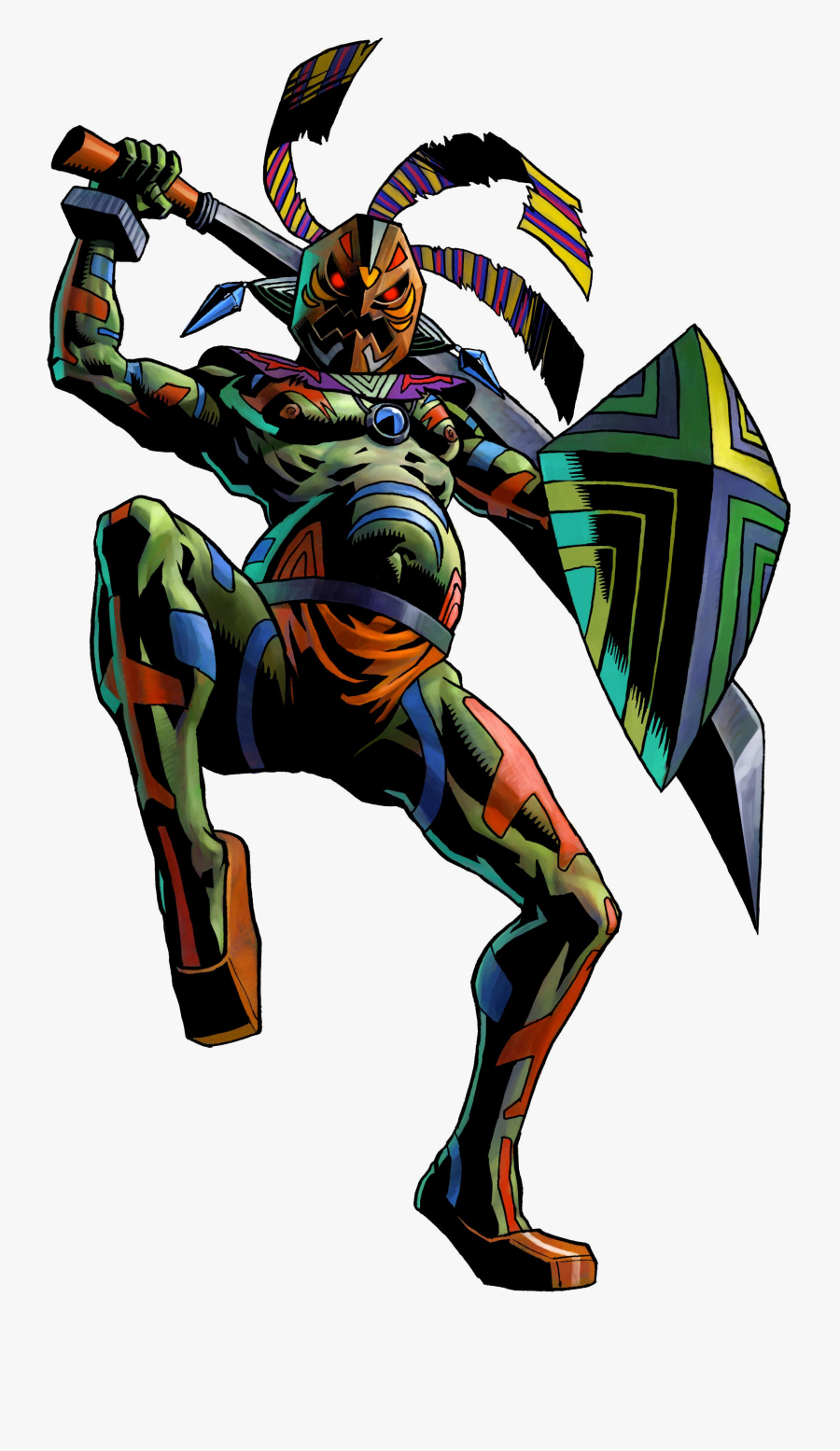 Masked Jungle Warrior - Majoras Mask Concept Art, Transparent Clipart