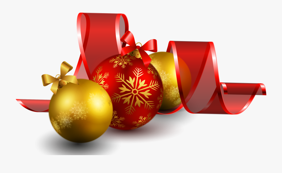 Christmas Balls With Red Bow Decor Png Picture-, Transparent Clipart