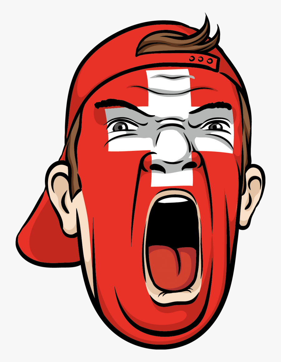 Yelling Swiss Face Png Image - Football Fan Face Png, Transparent Clipart
