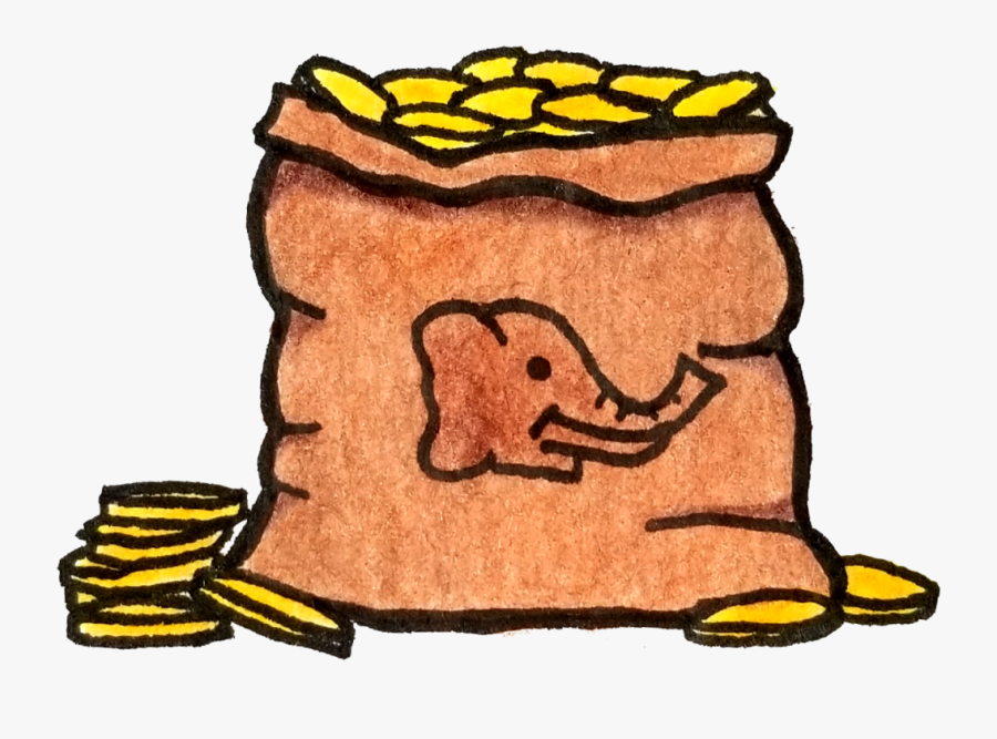 Big Bag Of Gold With An Elephant Symbol, Transparent Clipart