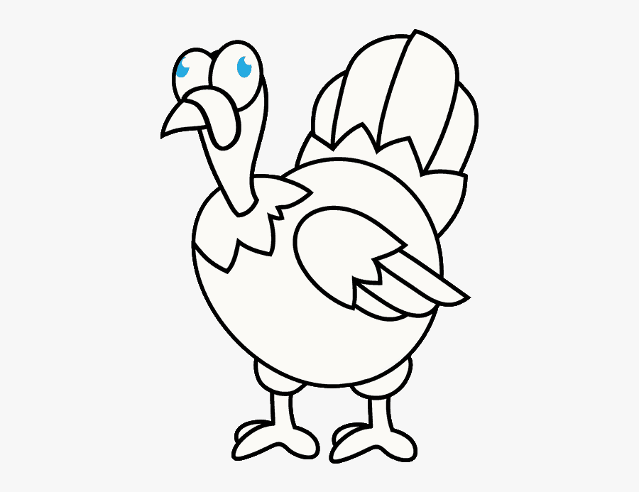 Turkey Head Clipart Black And White Clip Art Black - Cartoon Easy Turkey Drawing, Transparent Clipart