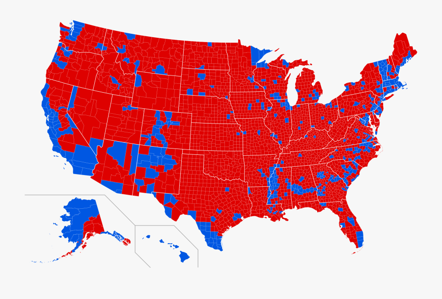 2016 Election Map By County, Transparent Clipart