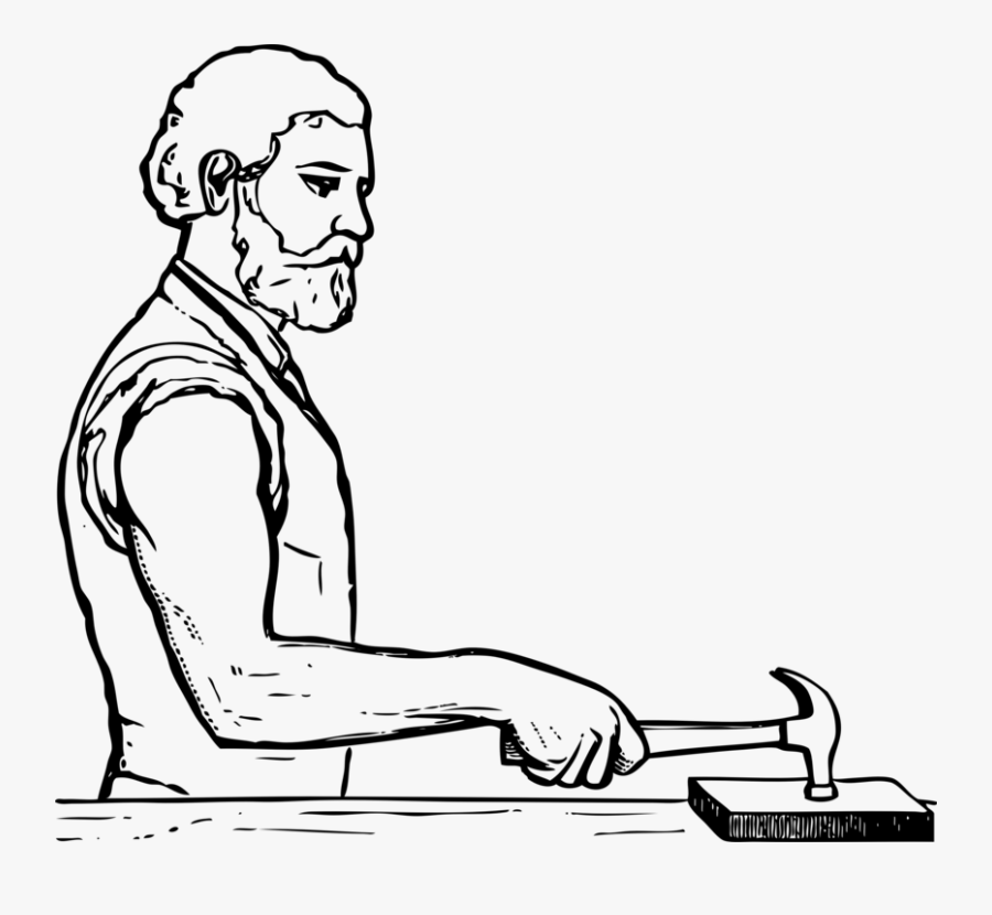 Art,conversation,artwork - Hammering Clipart Black And White, Transparent Clipart