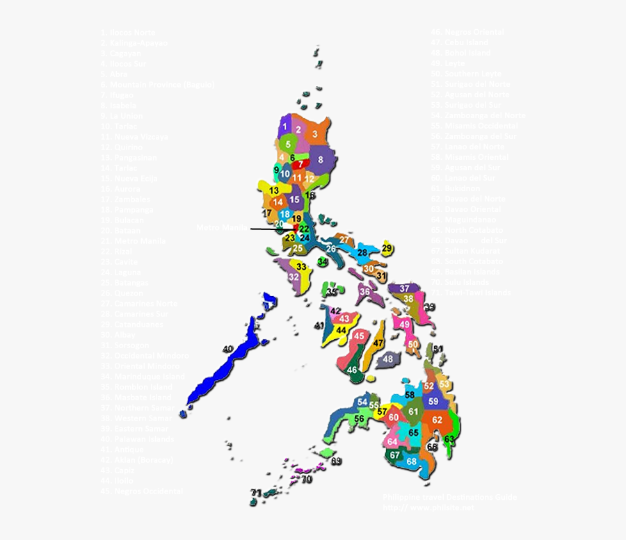 Map Clipart Philipine - Philippine Map 81 Provinces, Transparent Clipart