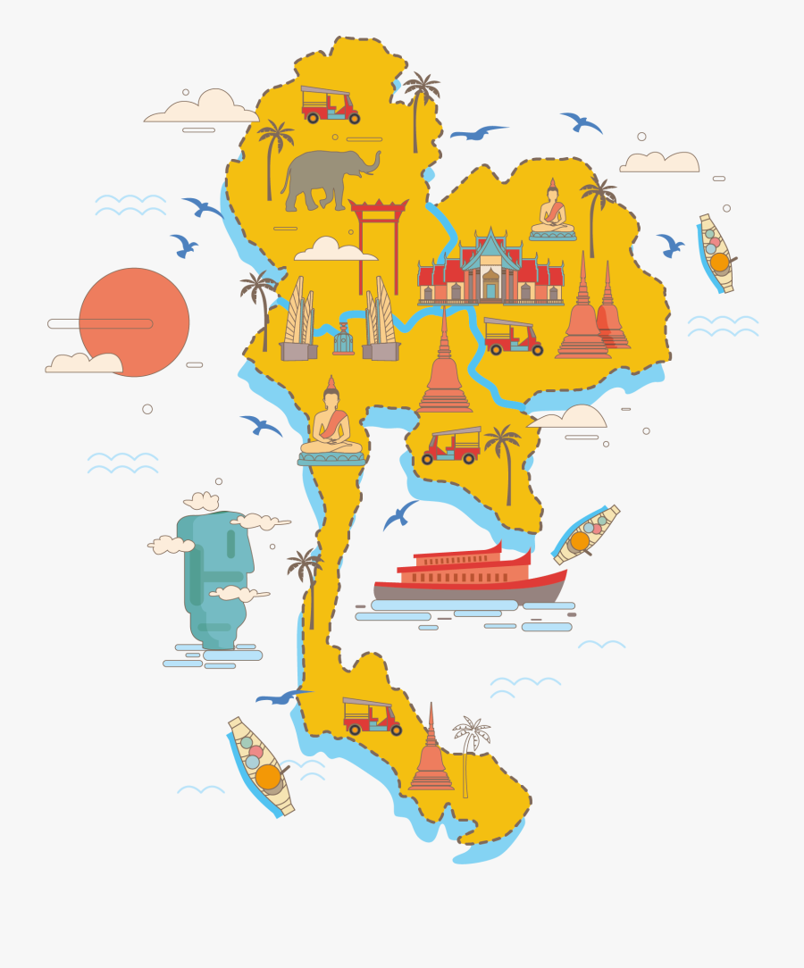Thailand Travel Guide - Thailand Map Vector Png, Transparent Clipart