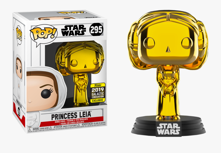 Princess Leia Gold Chrome 2019 Galactic Convention - Golden Princess Leia Funko Pop, Transparent Clipart