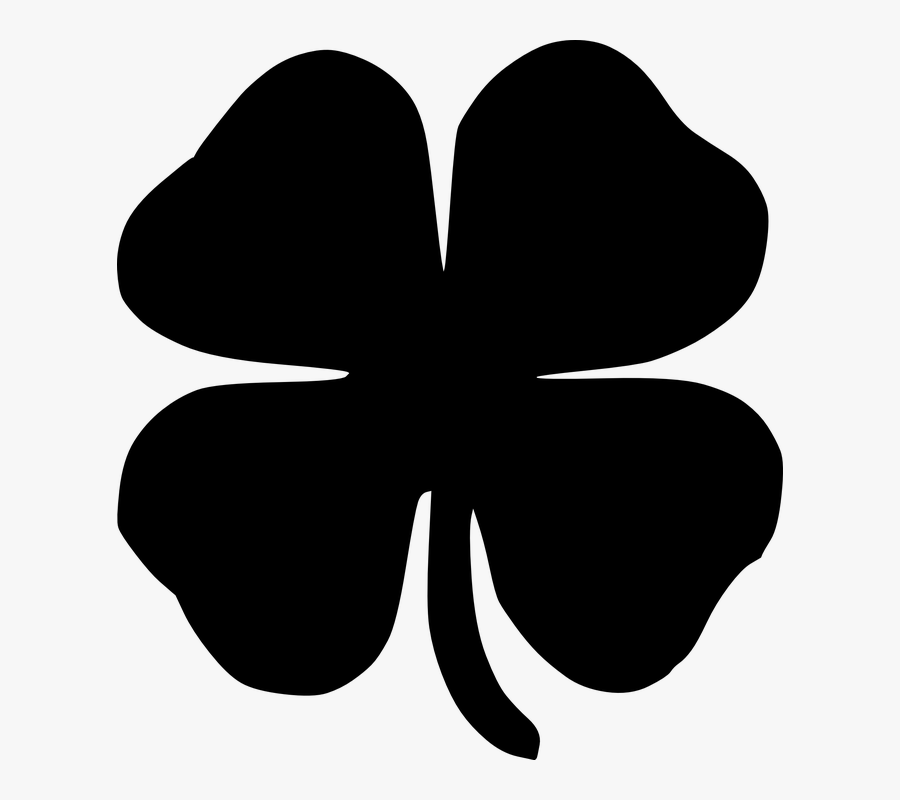 Silhouette Four Leaf Clover, Transparent Clipart