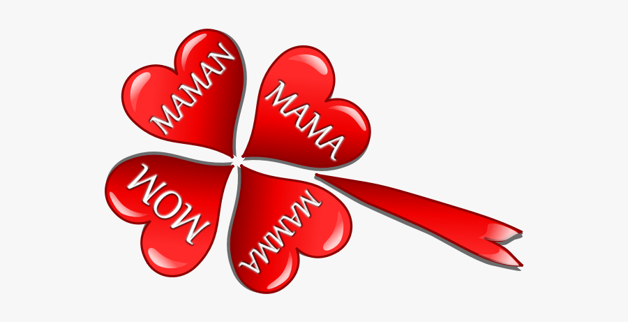 Mothers Day Hearts In A Four Leaf Clover Vector Image, Transparent Clipart