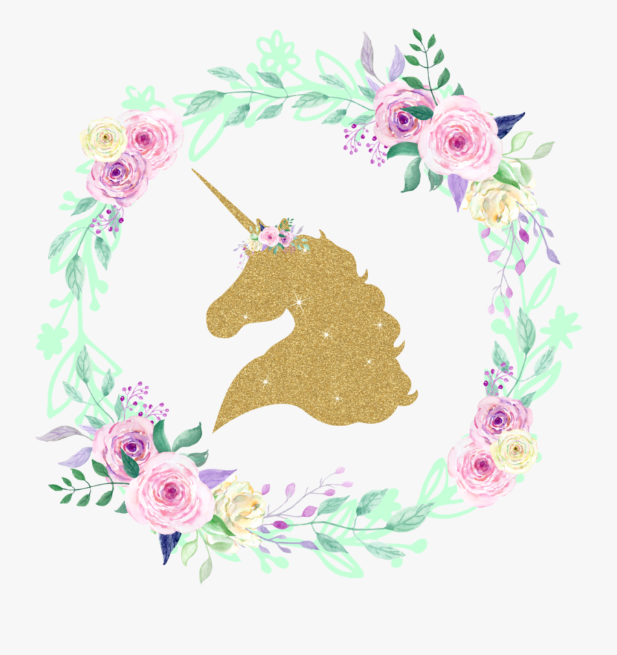 #watercolor #flowers #unicorn #floral #wreath #pastel - Unicorn Baby Shower Invite Template, Transparent Clipart
