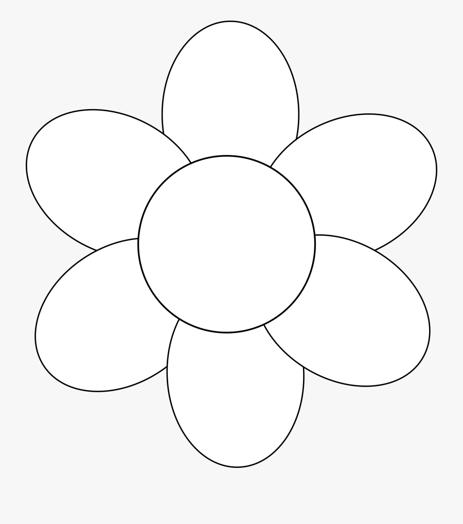 Flower Six Petals Black - Mothers Day Flower Template, Transparent Clipart