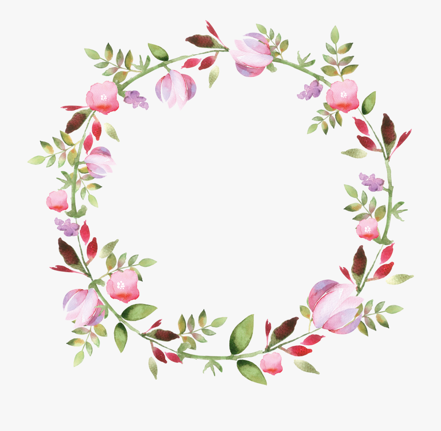 Transparent Frame Watercolor Floral Wreath, Transparent Clipart