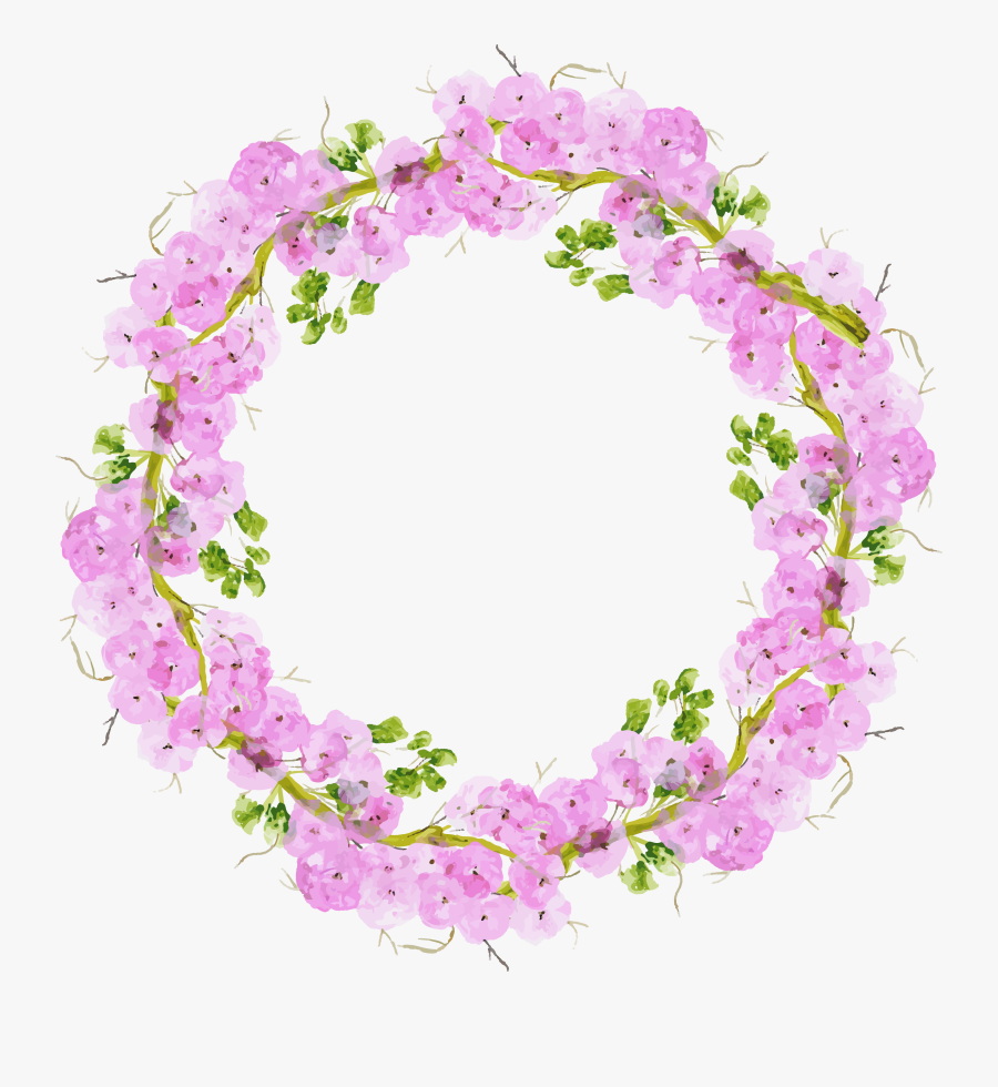 Floral Design Pink Watercolor - Vector Flower Wreath Png, Transparent Clipart
