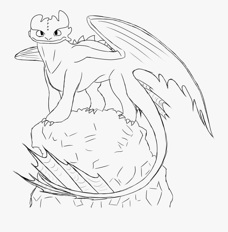 Transparent Night Clipart Black And White - Night Fury Drawing Transparent, Transparent Clipart