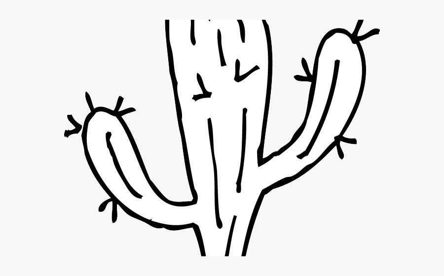 Whit Clipart Cactus - Outline Cactus Clipart Black And White, Transparent Clipart