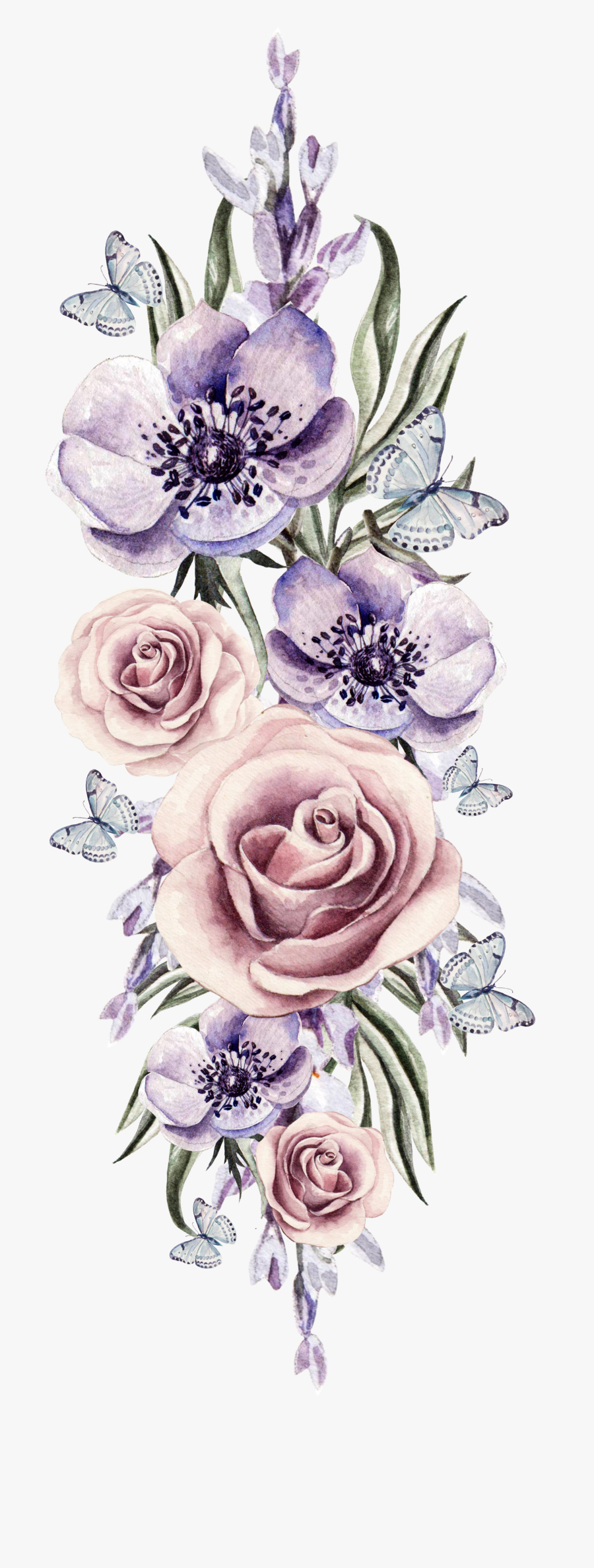 Watercolor Flower Transparent Background Png - Watercolor Flower Cluster, Transparent Clipart