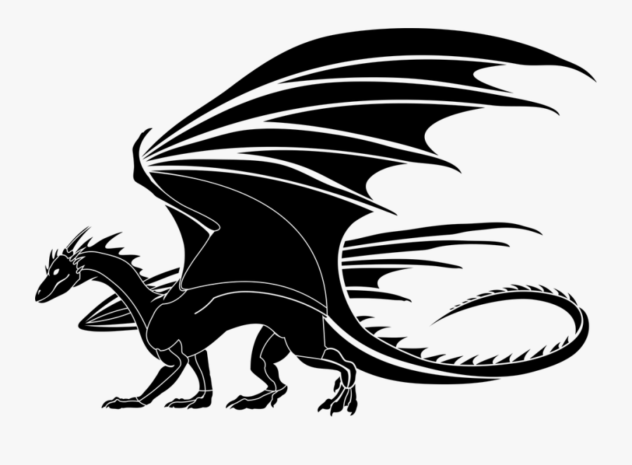 Dragon Black And White, Transparent Clipart