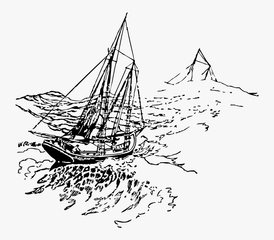 On The Banks - Clipart Sea Ship Black And White, Transparent Clipart