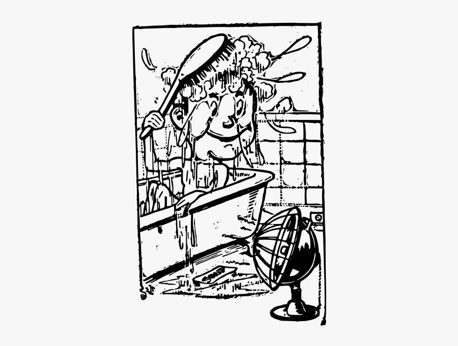 Vector Image Of Guy Having A Splashy Bath - Clip Art, Transparent Clipart