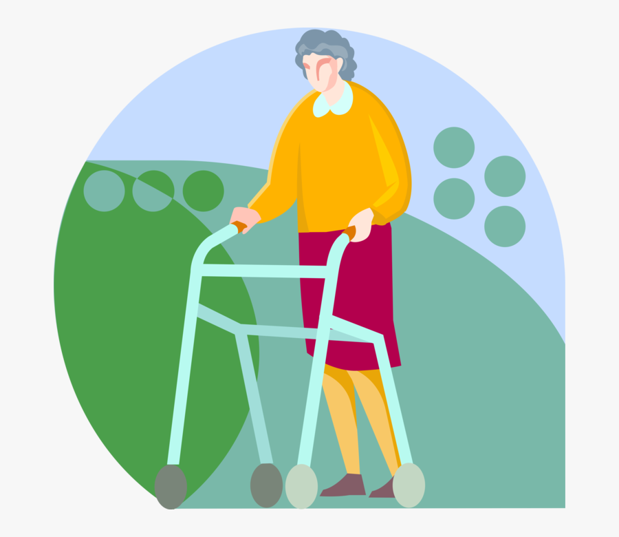 Clipart Walking Walking Frame - Walking With A Walker, Transparent Clipart