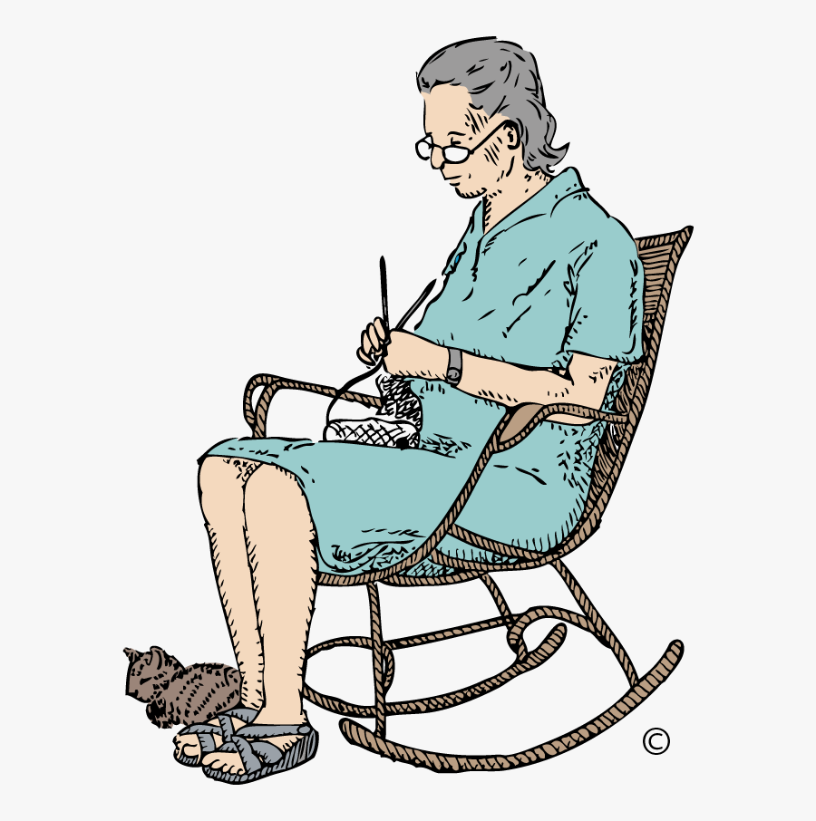 Care@distance™ - Old Lady In Rocking Chair Transparent, Transparent Clipart