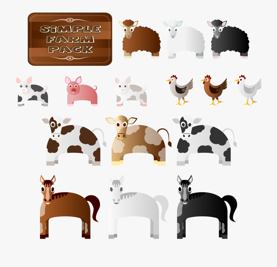 Farmers Clipart Feeding Animal - Farm Animals Icons Png, Transparent Clipart