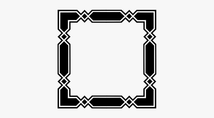 Vector Image Of Geometric Black And White Box Border - Line Border Design Black And White Landscape, Transparent Clipart