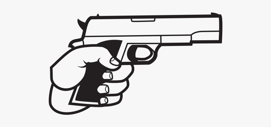Gun In Hand Silhouette - Hand Holding Gun Cartoon, Transparent Clipart