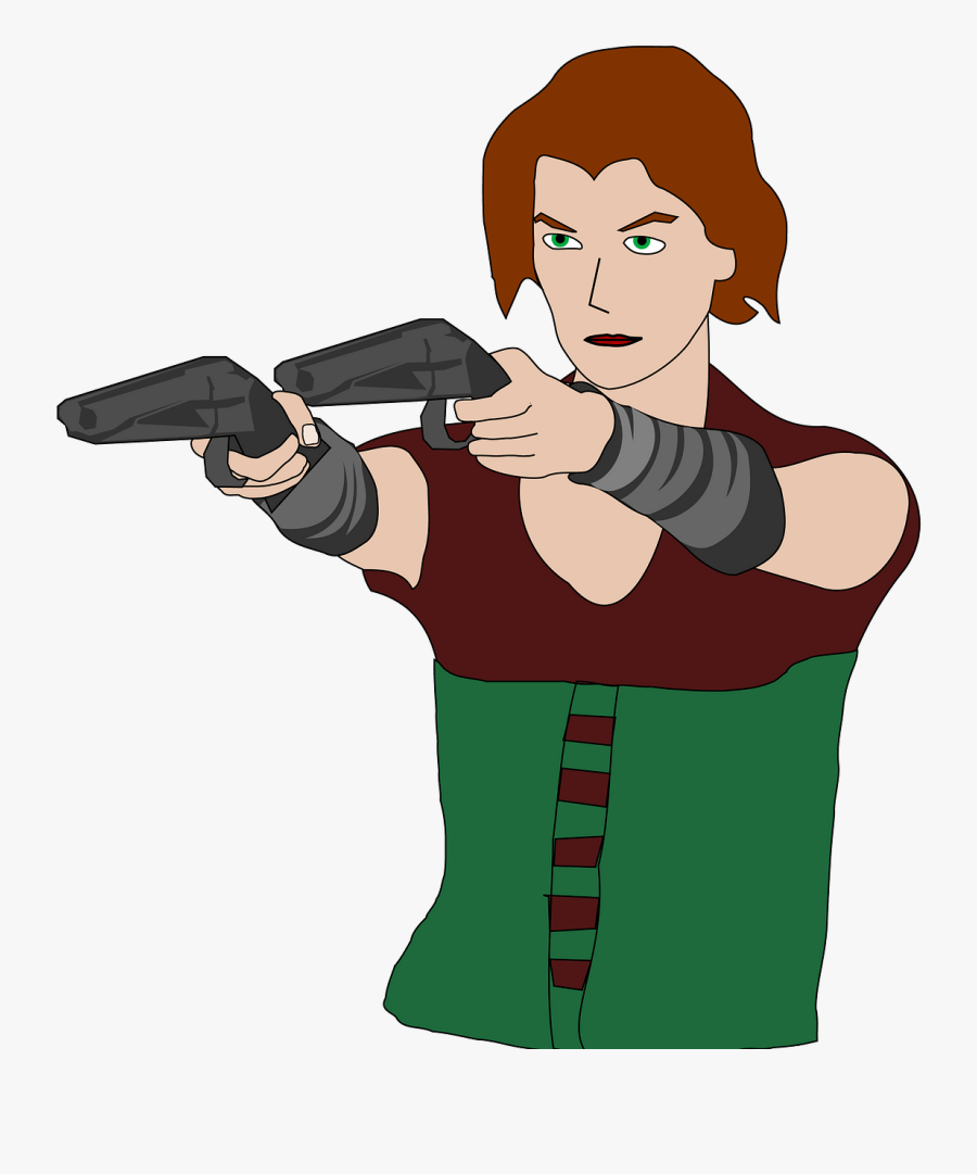 Gun Woman Cartoon Png, Transparent Clipart