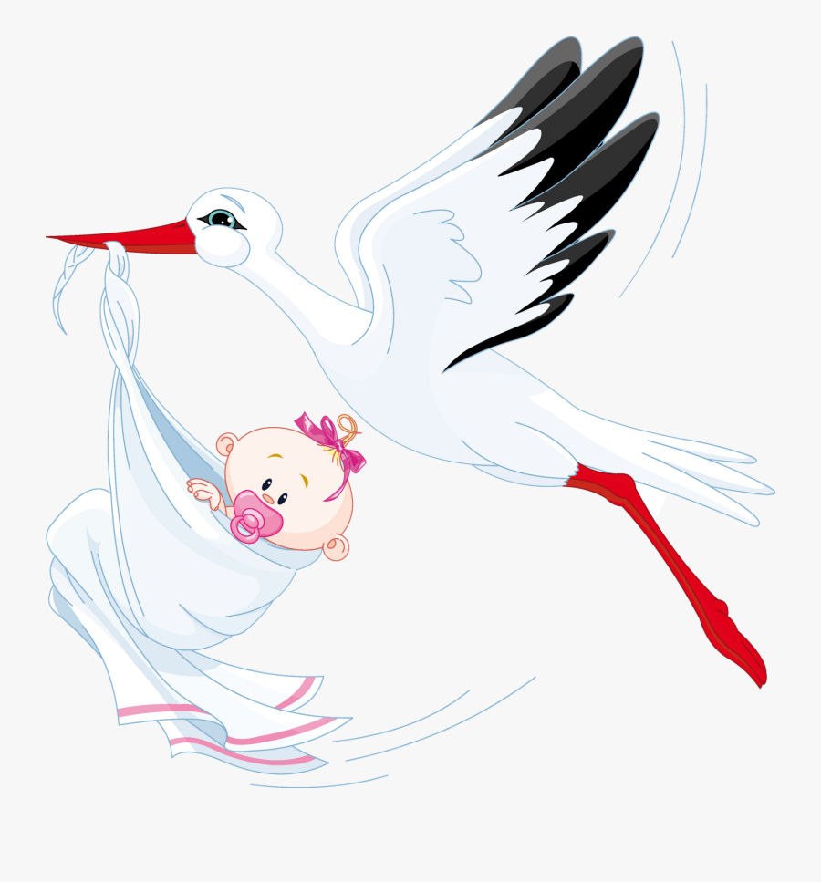 Stork With Baby Png, Transparent Clipart