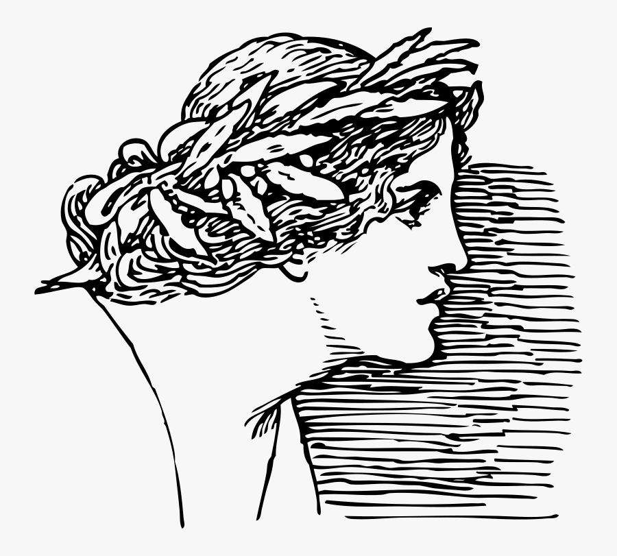Woman Wearing Wreath - Ancient Greek Art Drawing, Transparent Clipart