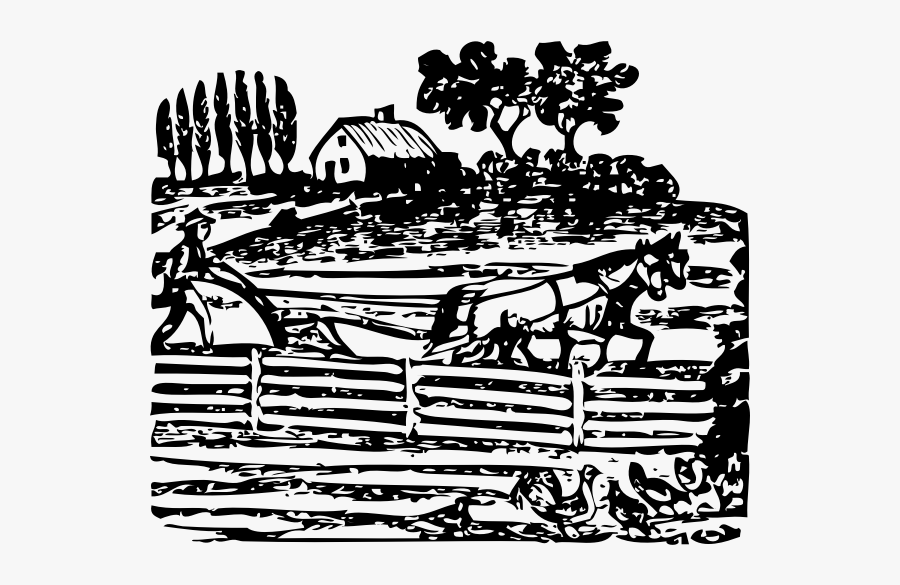 Vector Illustration Of Farmer Working On His Land - Clip Art Farming, Transparent Clipart