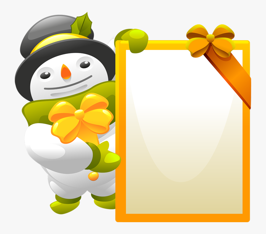 Snowman Clipart With Blank Sign - Christmas Vector, Transparent Clipart