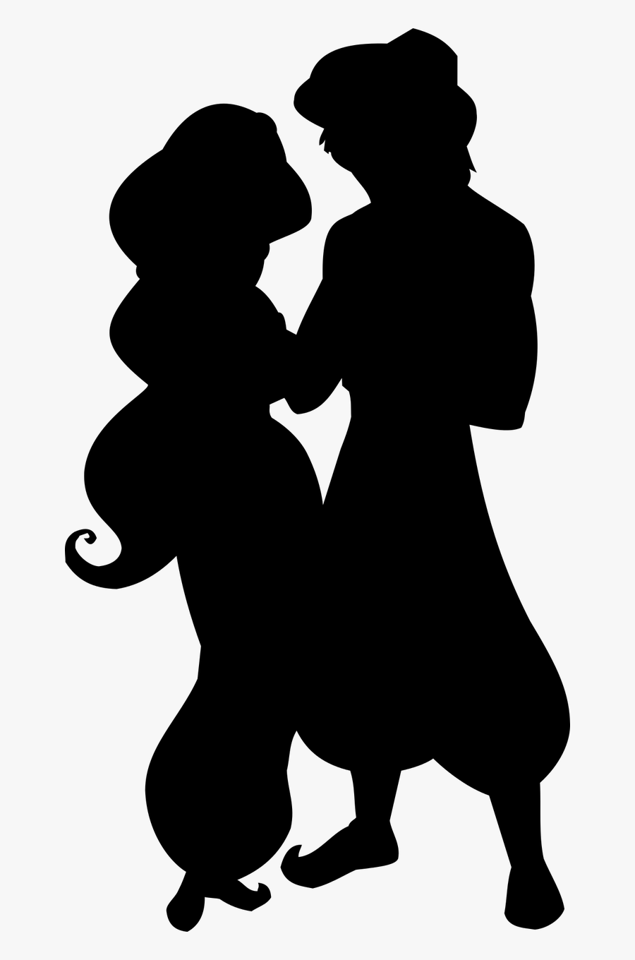 Silhouette Couple Disney Free Photo - Magic Carpet Aladdin And Jasmine Silhouette, Transparent Clipart