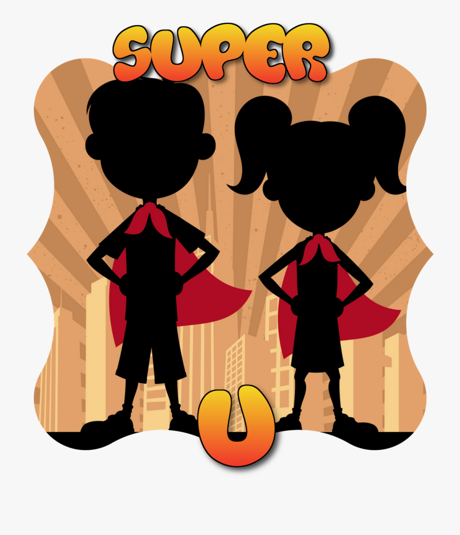 Boy And Girl Superhero Silhouette, Transparent Clipart