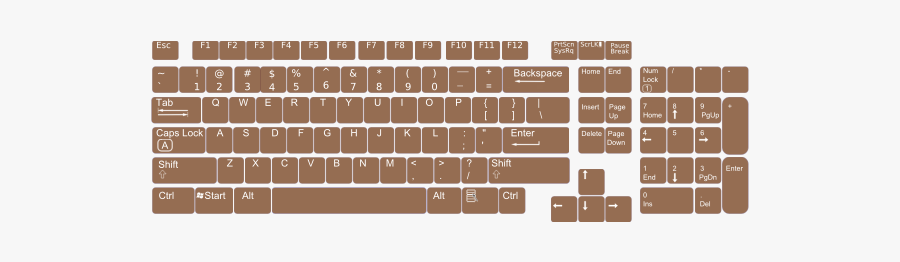 Us English Keyboard Layout Vector Clip Art - Diagram Of A Labeled Keyboard, Transparent Clipart