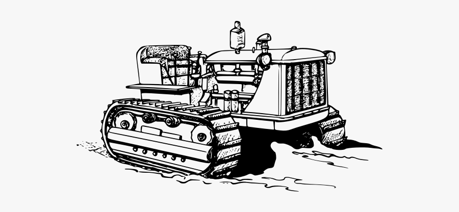 Caterpillar Tractor - Caterpillar Bulldozer Line Drawing, Transparent Clipart