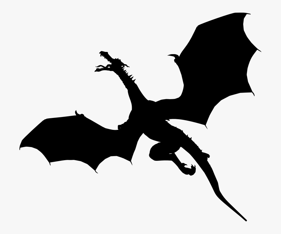 Silhouette Dragon Clip Art - Flying Dragon Silhouette, Transparent Clipart