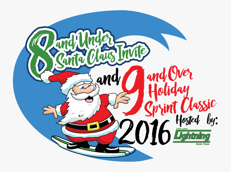 Pin Santa Swimming Clipart - Cartoon, Transparent Clipart