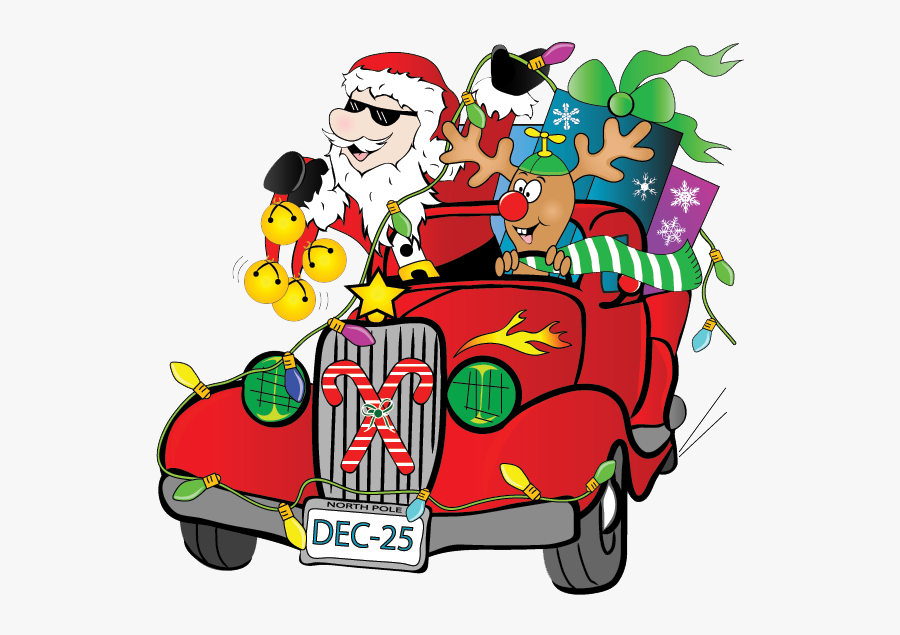 Transparent Santa In Sleigh Clipart - Hot Rod Santa, Transparent Clipart