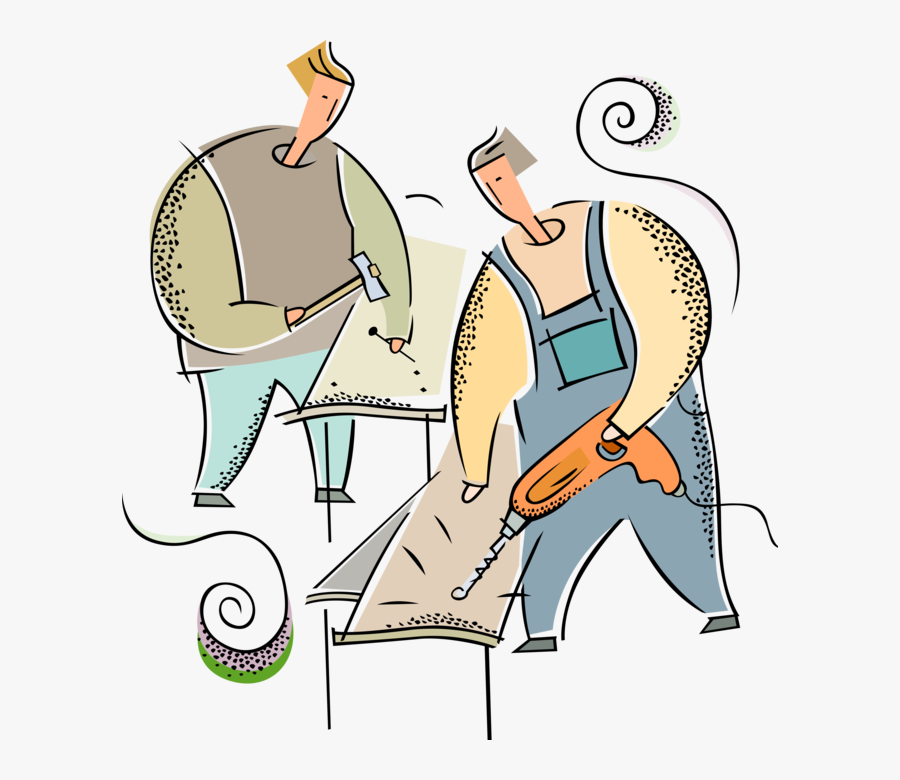 Transparent Carpenter Clipart Black And White - Cartoon, Transparent Clipart