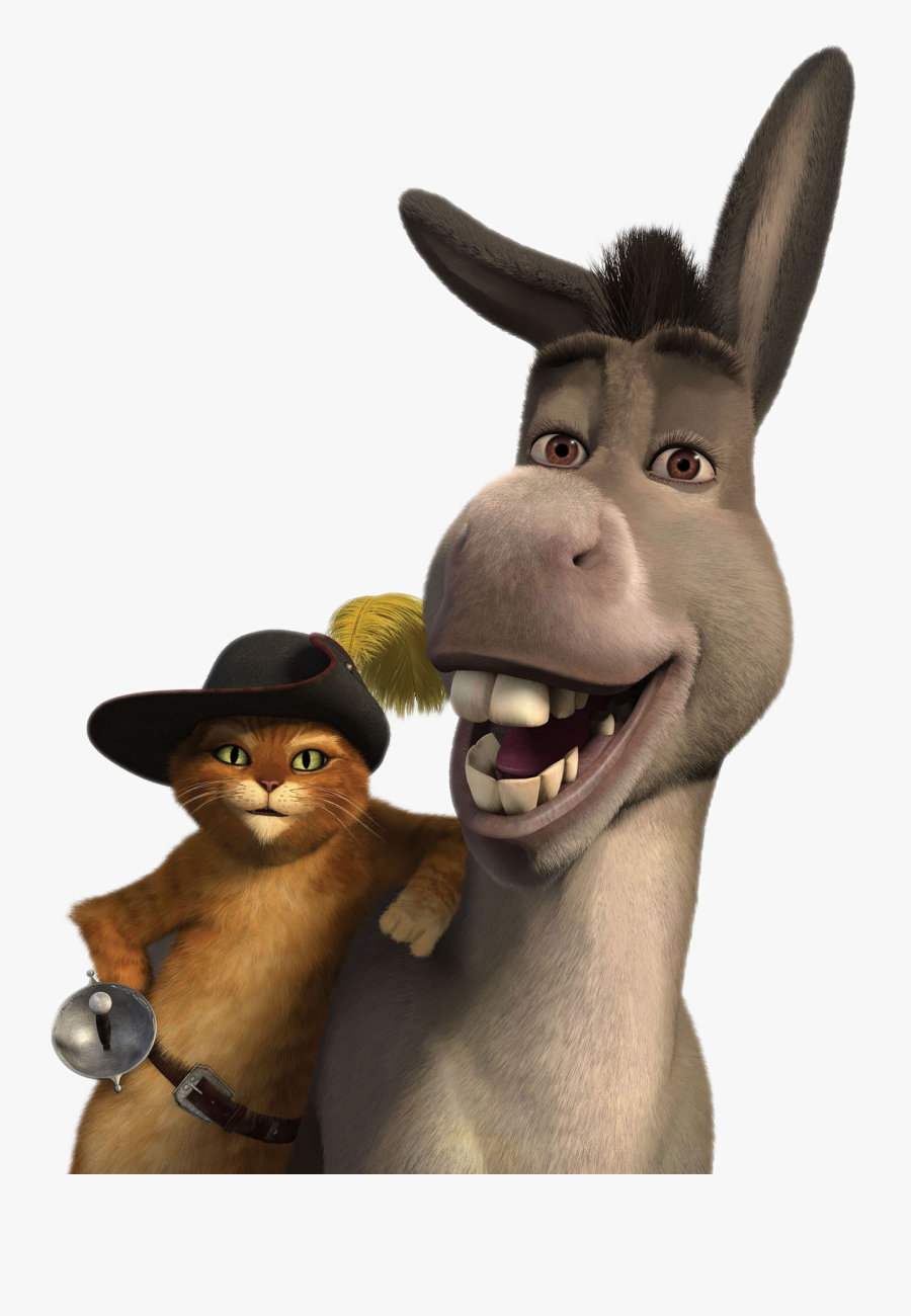 Transparent Mule Clipart - Shrek Puss In Boots And Donkey, Transparent Clipart