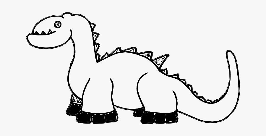 Dinosaur 001a - Dinosaur Cartoon Clipart Black And White, Transparent Clipart
