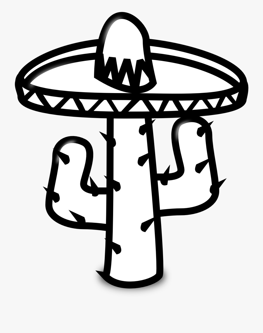 Cactus Clipart Black And White Cactus 19 Black White - Mexican Cactus Clipart Black And White, Transparent Clipart