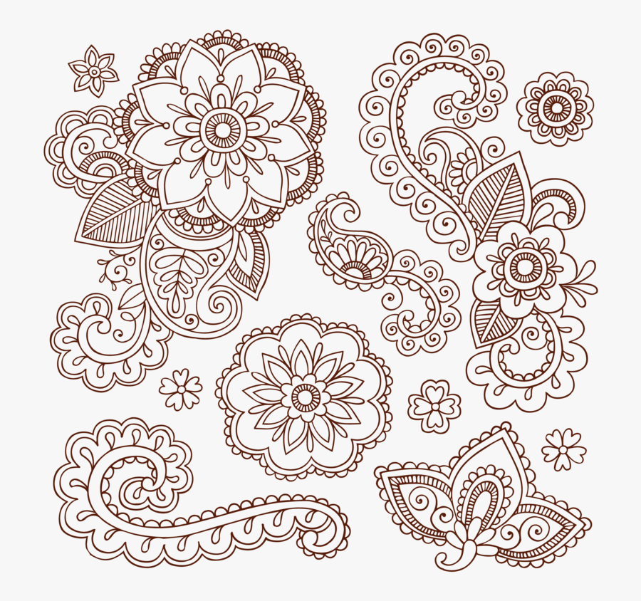 Tattoo Paisley Ham Pattern Material Vector Grain - Flower Doodle Henna, Transparent Clipart