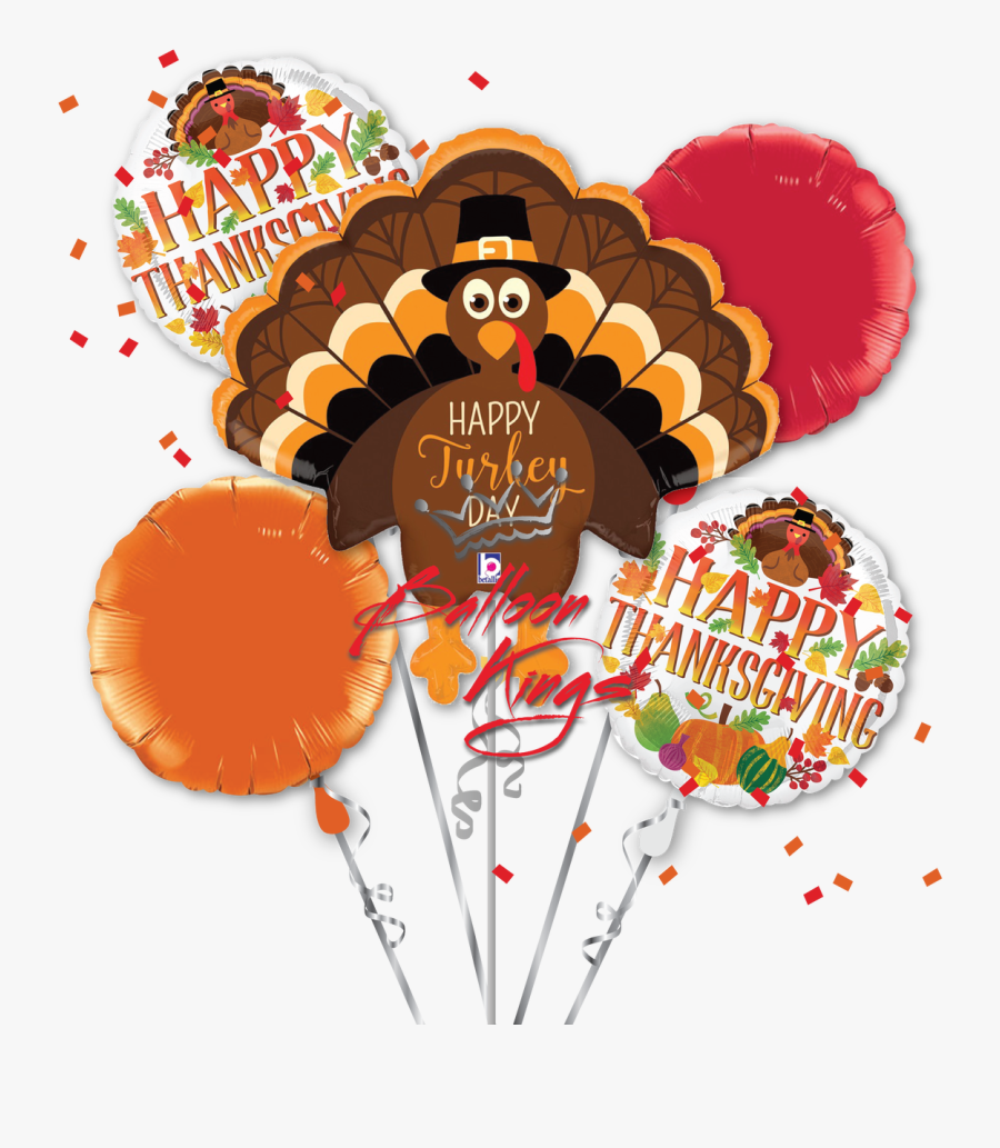 Happy Turkey Day Bouquet - Happy Thanksgiving Balloons Clipart, Transparent Clipart