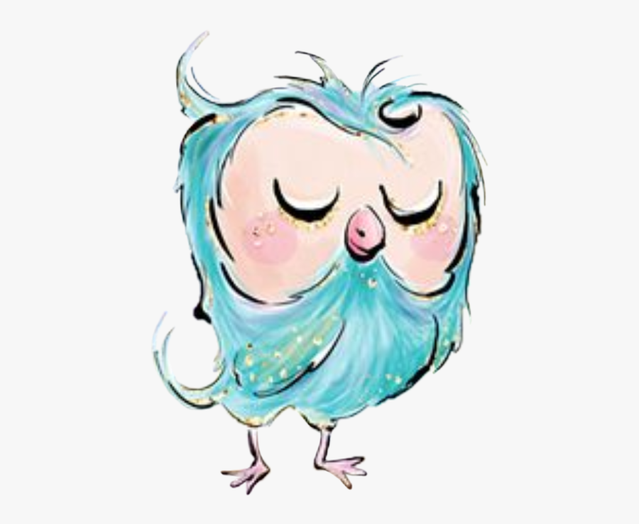 #watercolor #owl #clipart #blue #teal #bird #fowl #png - Illustration, Transparent Clipart