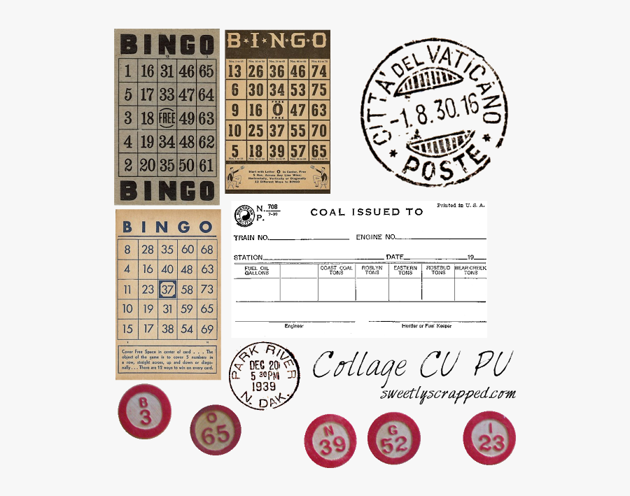 Transparent Bingo Clip Art - Vintage Bingo Card Free Printable, Transparent Clipart