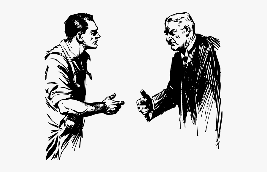 Vector Clip Art Of Old And Young Man About To Shake - Men Shaking Hands Drawing, Transparent Clipart