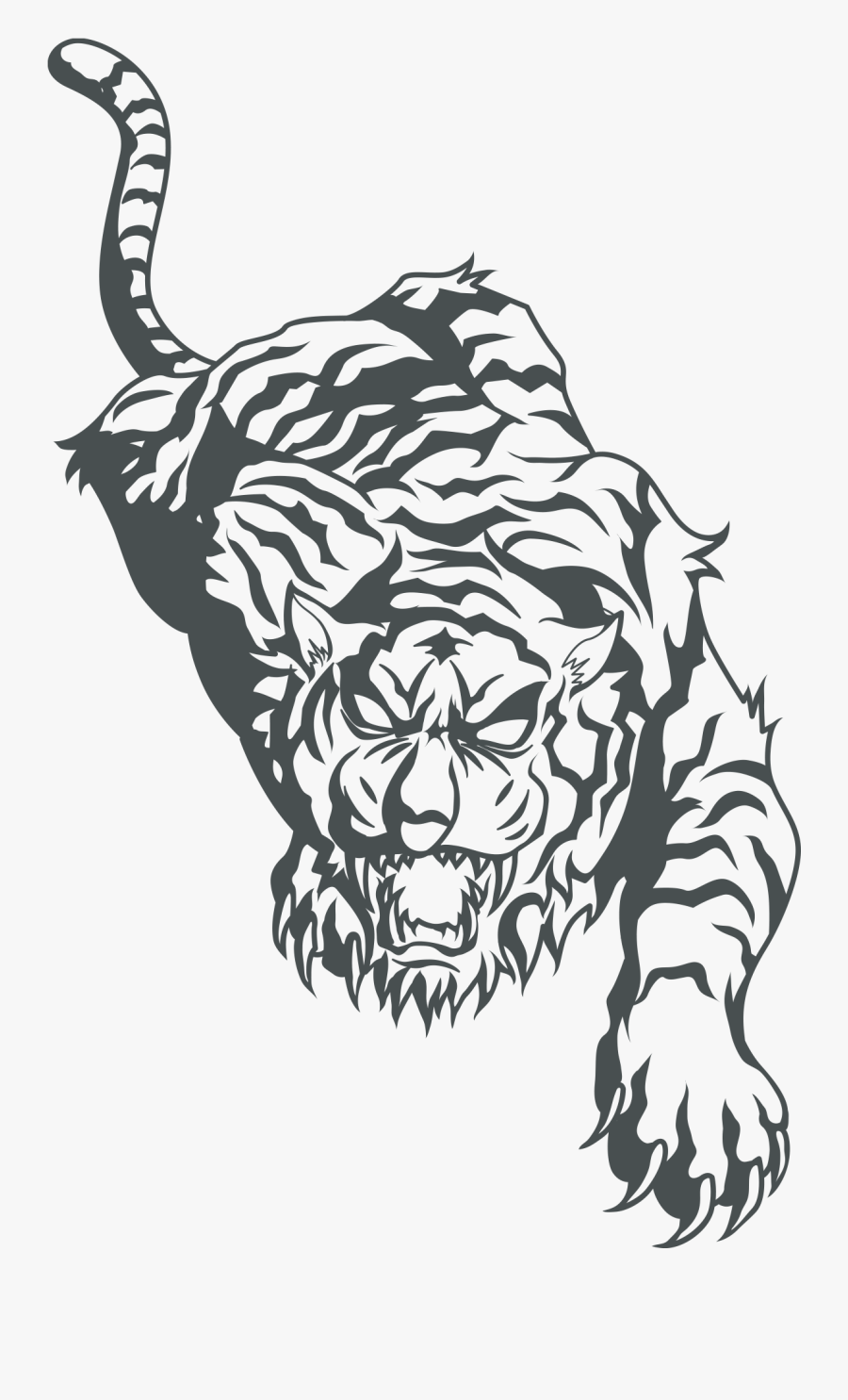 Clipart Tiger Black And White - Tiger Tattoo Free Download, Transparent Clipart