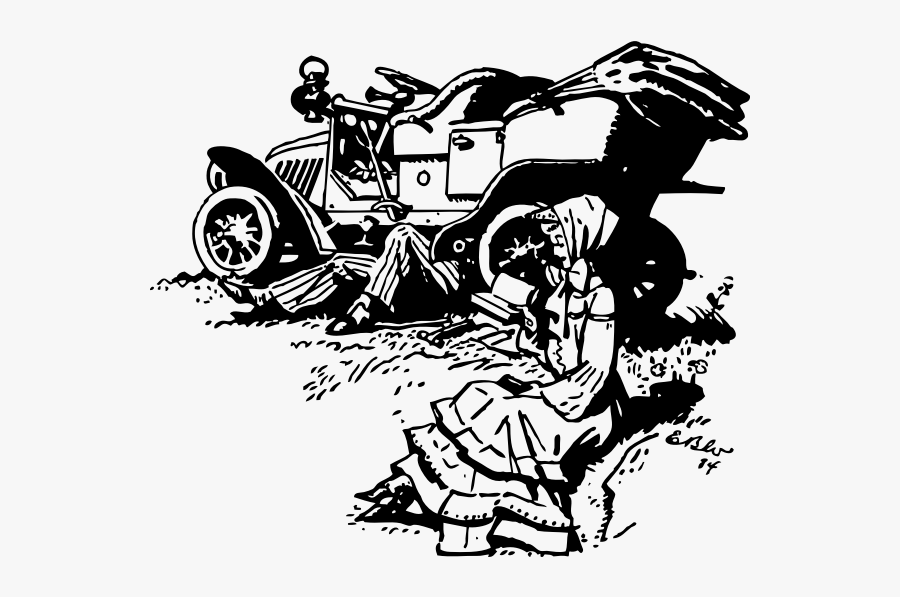 Broken Car Vector Illustration - Road Vector Broken Png, Transparent Clipart